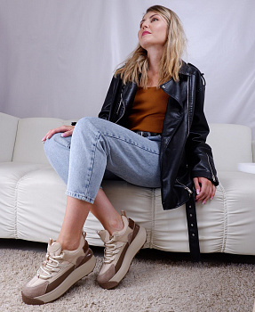 Кроссовки женские <1007-5 беж/з+кор/з+к+т>