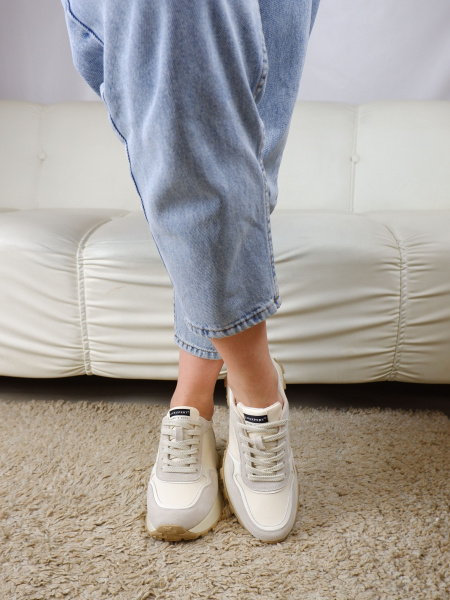 Кроссовки женские <A6-LF038 беж/з+к+т>