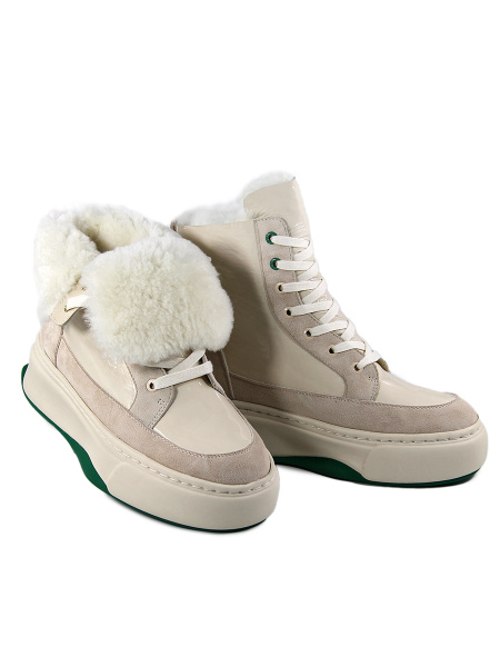 Кроссовки женские зимние <809-81M-P беж/нат лак к+з>