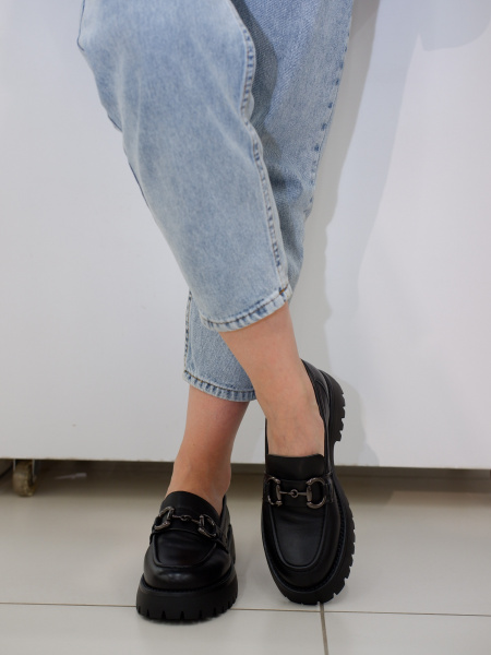 Лоферы женские <K-S-21006-1-15= ч/к>