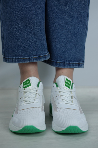 Кроссовки женские <AM002-013= бел+зел/тек>