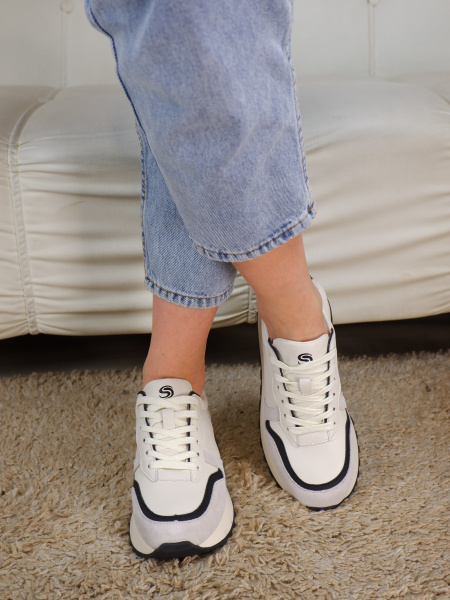 Кроссовки женские <K-YD18350-2-3 беж+че/з+к+>