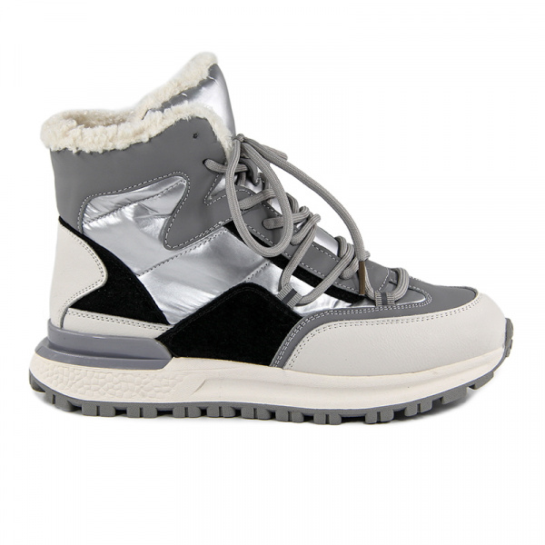 Кроссовки женские зимние <32R11-6-105B серы/к+т>