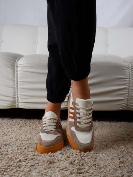 Кроссовки женские <30126-R беж/з+к>