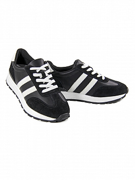 Кроссовки женские <588-88002-5-1 чер+бел/з+к>