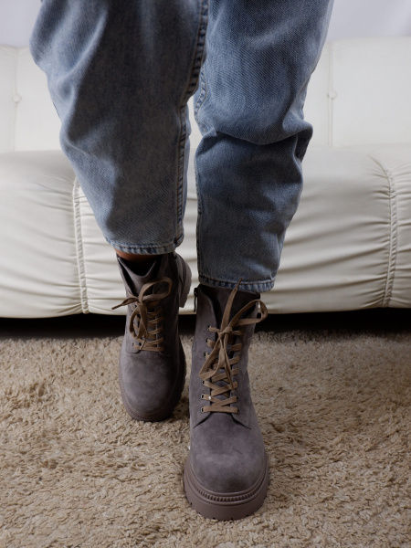 Ботинки женские зимние <P103-966ZM 355YF  серы/з>