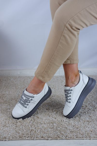 Кеды женские лето <ML-8962= бел+серы/к>