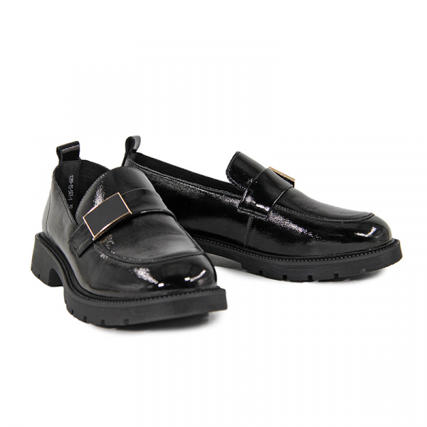 Лоферы женские <12R9-15-501-1= ч/нат лак>