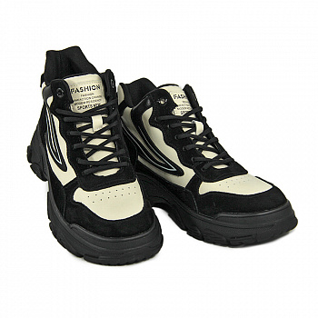 Кеды женские демис <Q21656R-H= чер+беж/з+к>