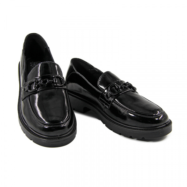 Лоферы женские <GC105-021 ч/нат лак>