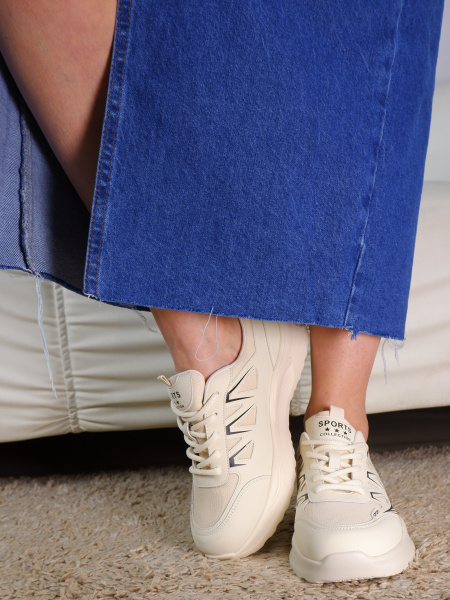 Кроссовки женские <JL89002BEP беж/к+т>