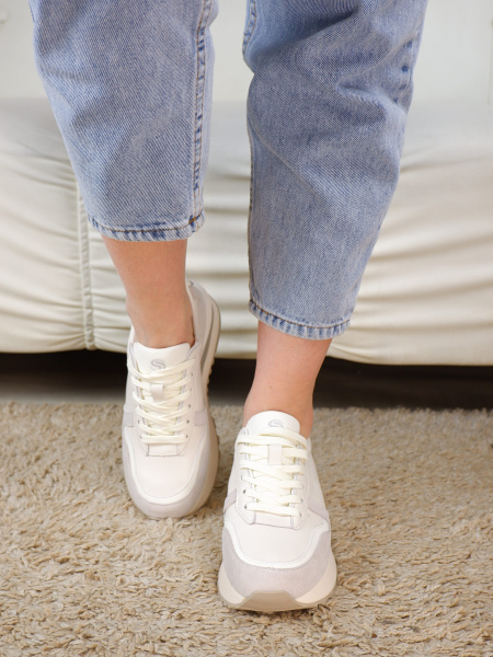 Кроссовки женские <K-YD-18350-2-30 беж/з+к>