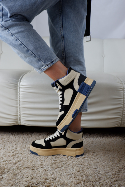 Кеды женские демис <A09-588-5 беж+чер/к+з>