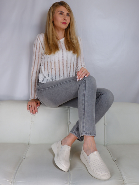 Слипоны женские лето <KZ184-031 беж/к>