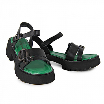 Сандалии женские <31W27-21-032= чер+зел/к>