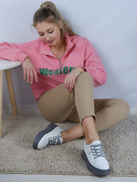 Кеды женские лето <ML-8962= бел+серы/к>