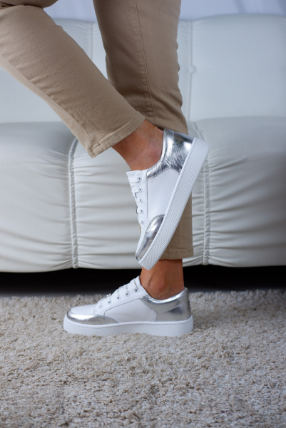 Кеды женские <2209-C150B= бел+сере/к>