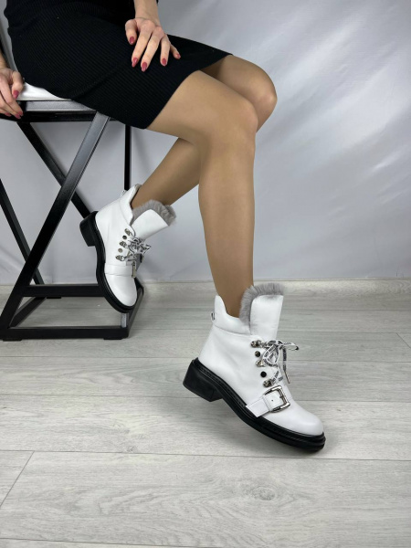 Ботинки женские демис <H001-3637-N430B (M) бел/к>