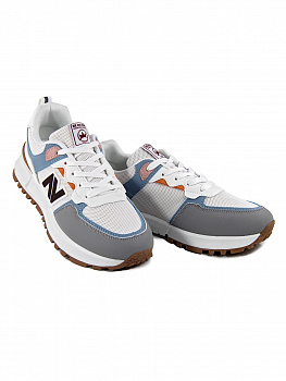 Кроссовки женские <AG022-050 бел+серы/эко+т>