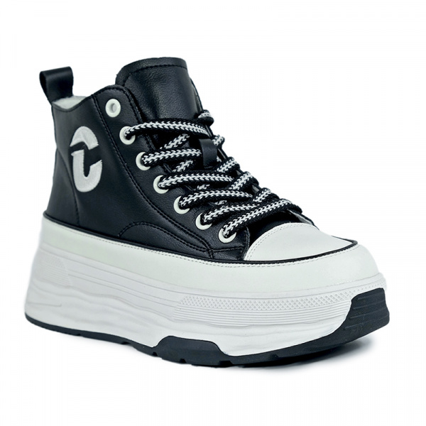 Кеды женские демис <162-1= чер+бел/к>