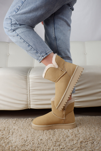 Угги женские зимние <48346-3 беж/з>