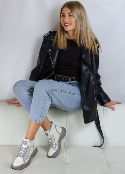 Кеды женские демис <2709-10-B=молочный+серы/к>