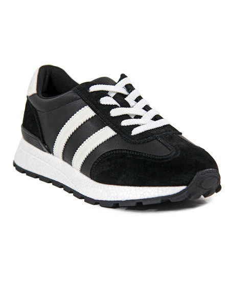 Кроссовки женские <588-88002-5-1 чер+бел/з+к>