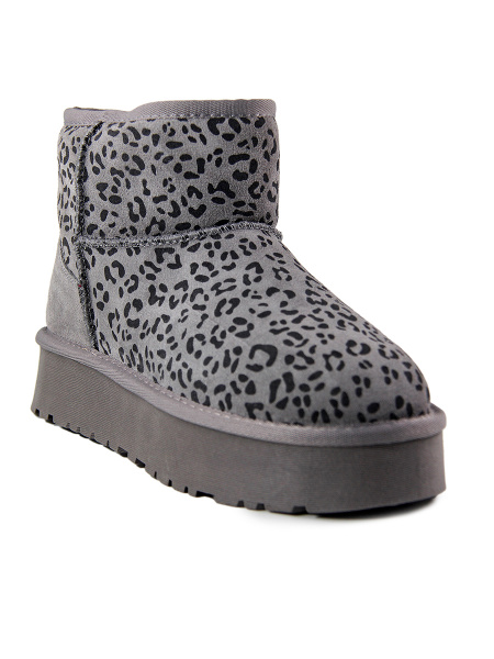 Угги женские зимние <229-21-02-26AW серы/лео/з>
