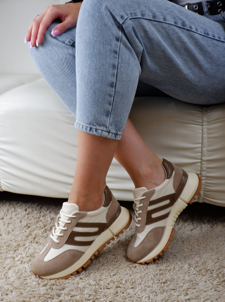 Кроссовки женские <X5C1D-K кор+беж/з+т>