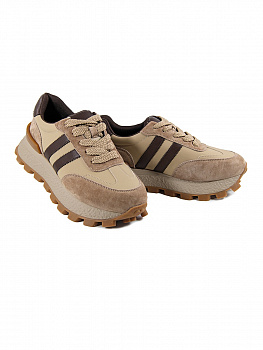 Кроссовки женские <502-8109-1B тем-беж/з+к>