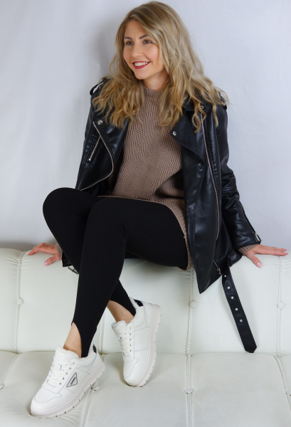 Кроссовки женские зимние <32W34-11-111Z мол+чер/к>