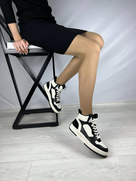 Кеды женские демис <Y2612= чер+бел/к>