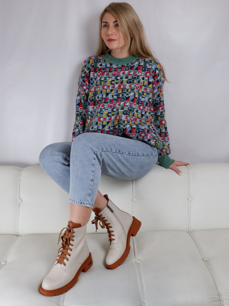 Ботинки женские демис <18J1603-5503J-6532 беж+ко>