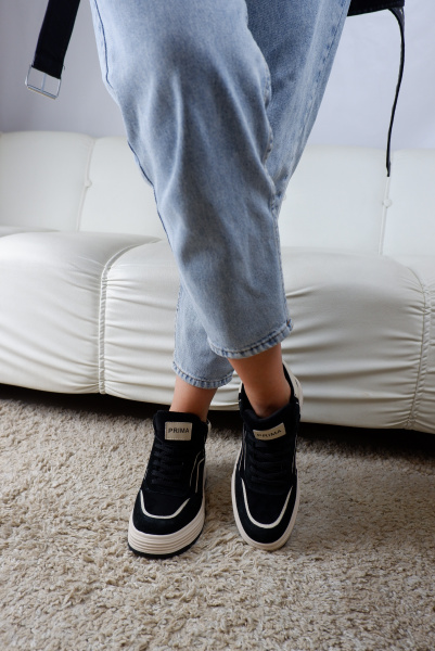 Кроссовки женские демис <18139R ч+беж/з+эк>