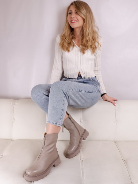 Ботинки женские зимние <SHD2819-2 серы/к>