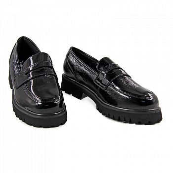 Лоферы женские <NU554-021 ч/нат лак к>