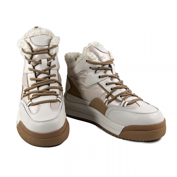 Кроссовки женские зимние <32W21-25-113Z беж/к+т>