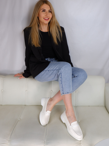 Лоферы женские лето <BW011-2BEP бел/к>