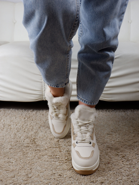 Кроссовки женские зимние <LB2850-1 беж/к+з>