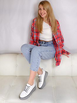 Кеды женские лето <ML-8962= бел+серы/к>