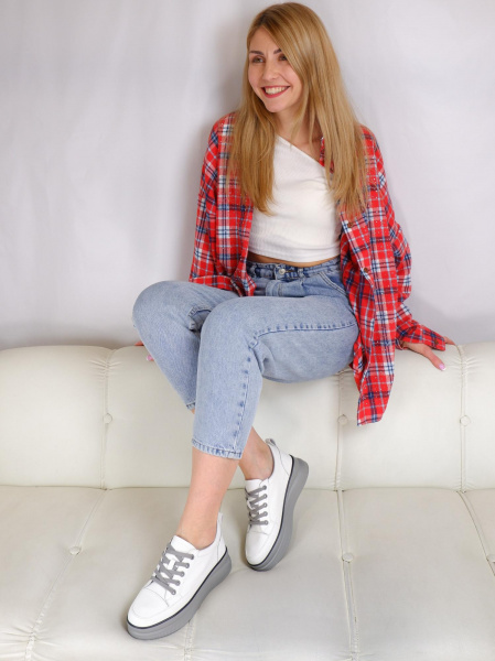 Кеды женские лето <ML-8962= бел+серы/к>