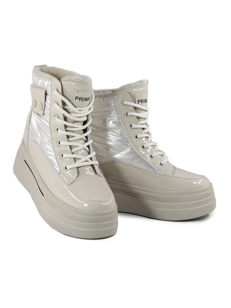 Кроссовки женские демис <5005 беж/нат.лак кожа+тек>